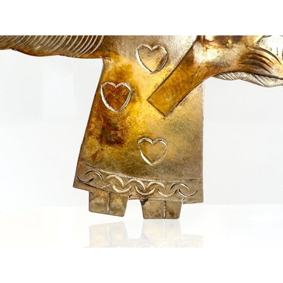 Artisan Made Guardian Angel Vintage 800 Dual Silver & Gold Toned Brooch - Picture 4 of 10